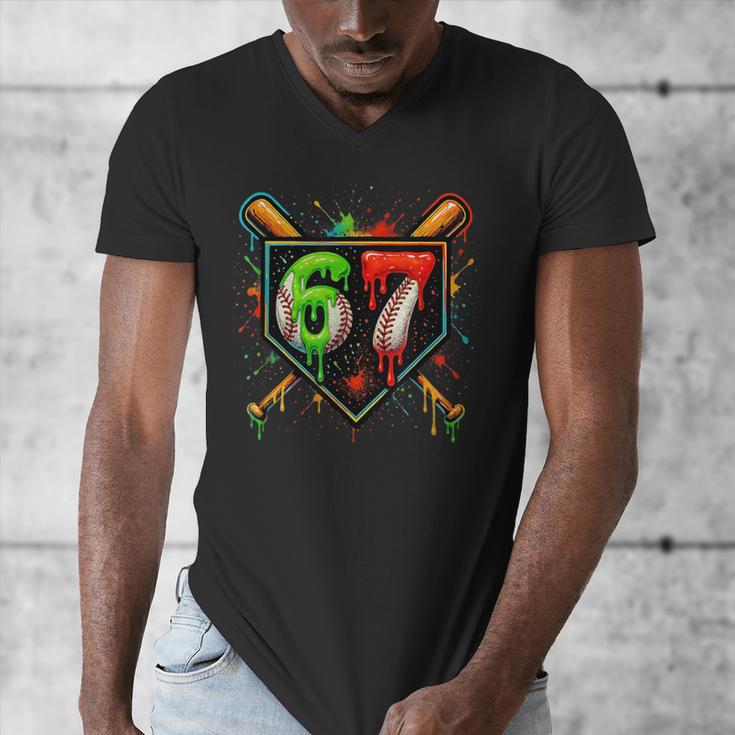 Baseball Six Seven 67 Meme Ice Cream Drip Xmas Women Men Men's V-Neck T-Shirt Baseball Six Seven 67 Meme Ice Cream Drip Xmas Women Men Men's V-Neck T-Shirt