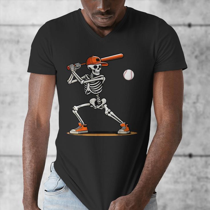 Baseball Skeleton Spooky Boys Halloween Baseball Player Men's V-Neck T-Shirt Baseball Skeleton Spooky Boys Halloween Baseball Player Men's V-Neck T-Shirt