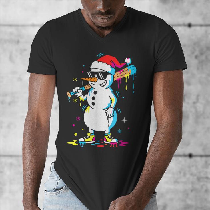 Baseball Snowman Drip Cool Christmas Men Boys Girls Men's V-Neck T-Shirt Baseball Snowman Drip Cool Christmas Men Boys Girls Men's V-Neck T-Shirt