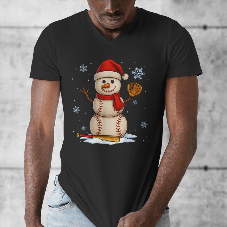 Baseball Snowman Merry Christmas Holiday Sports Xmas Pajamas Men's V-Neck T-Shirt Baseball Snowman Merry Christmas Holiday Sports Xmas Pajamas Men's V-Neck T-Shirt