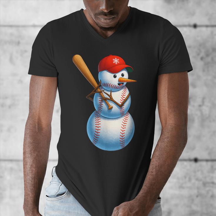 Baseball Snowman Merry Christmas Xmas Pajamas Men Women Kids Men's V-Neck T-Shirt Baseball Snowman Merry Christmas Xmas Pajamas Men Women Kids Men's V-Neck T-Shirt