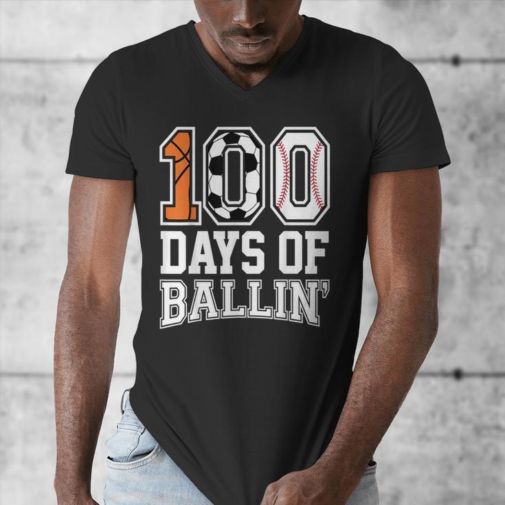 Baseball Soccer Basketball 100 Days Of School Men's V-Neck T-Shirt Baseball Soccer Basketball 100 Days Of School Men's V-Neck T-Shirt
