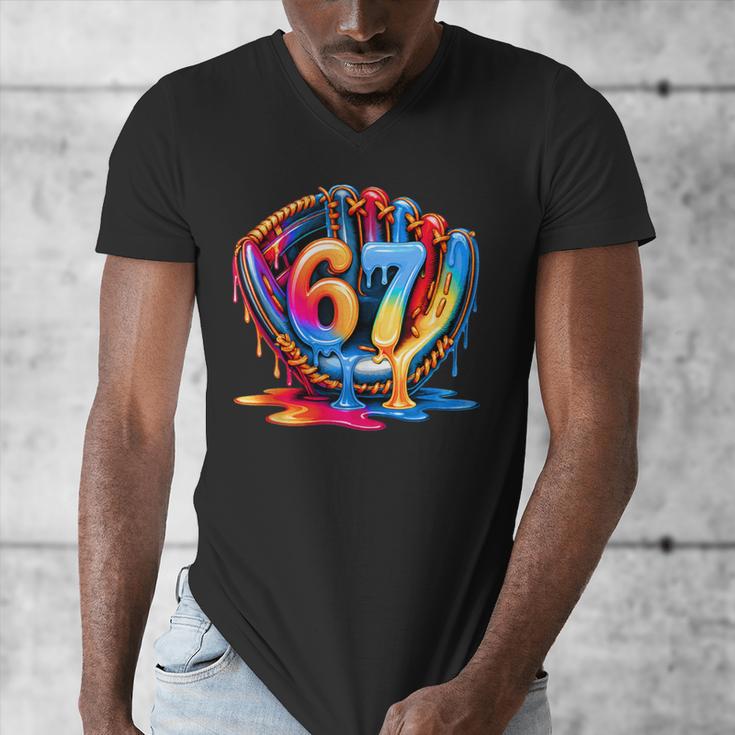 Baseball Stuff Six Seven 67 Ice Cream Drip 6 7 Baseball Kids Men's V-Neck T-Shirt