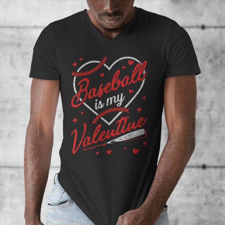 Baseball Is My Valentine Coach Player Lovers Cool Sport Love Men's V-Neck T-Shirt