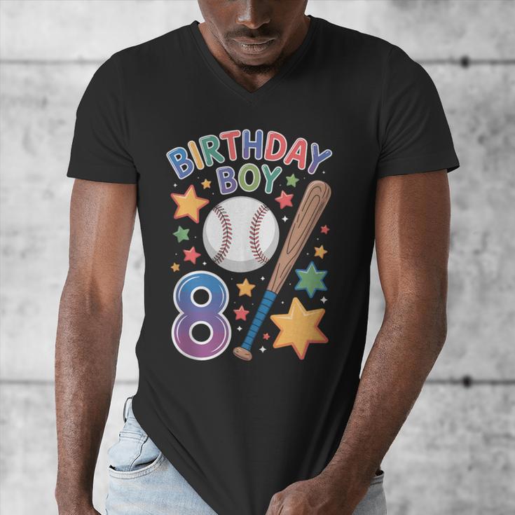 Birthday Boy 8th Birthday Baseball Men's V-Neck T-Shirt Birthday Boy 8th Birthday Baseball Men's V-Neck T-Shirt