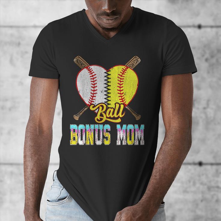 Bonus Mom Of Both Half Baseball Softball Ice Cream Drip Men's V-Neck T-Shirt Bonus Mom Of Both Half Baseball Softball Ice Cream Drip Men's V-Neck T-Shirt