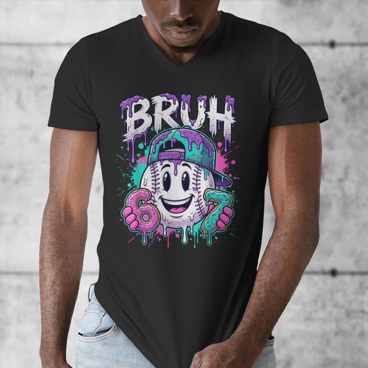 Bruh 67 Baseball Drip Boys Kids Six Seven Meme 6-7 Dripping Men's V-Neck T-Shirt Bruh 67 Baseball Drip Boys Kids Six Seven Meme 6-7 Dripping Men's V-Neck T-Shirt