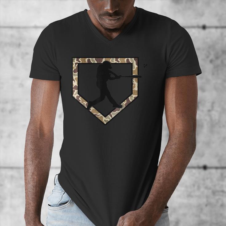 Camo Home Plate Camouflage Baseball Batter Youth Boys Men's V-Neck T-Shirt Camo Home Plate Camouflage Baseball Batter Youth Boys Men's V-Neck T-Shirt
