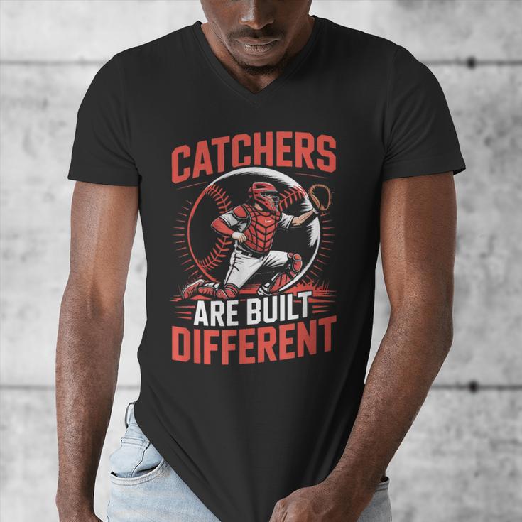 Catchers Are Built Different Baseball Catcher Men's V-Neck T-Shirt