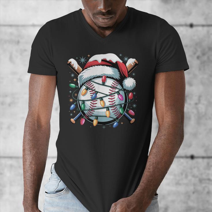 Christmas Baseball Boy Youth Kid Men Santa Hat Xmas Baseball Men's V-Neck T-Shirt