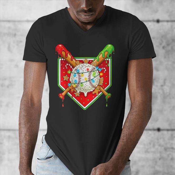 Christmas Baseball Ice Cream Drip Men Women Kids Men's V-Neck T-Shirt