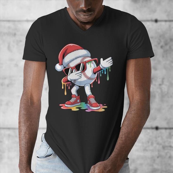 Christmas Baseball Ice Cream Dripping Santa Baseball Drip Men's V-Neck T-Shirt Christmas Baseball Ice Cream Dripping Santa Baseball Drip Men's V-Neck T-Shirt