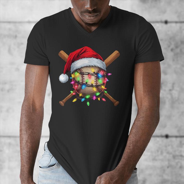 Christmas Baseball Pajama Santa For Men Boys Girls Kids Xmas Men's V-Neck T-Shirt