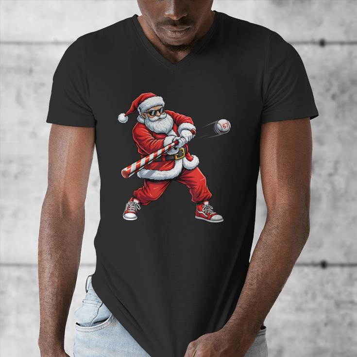 Christmas Baseball Player Santa Xmas Boys Men Toddler Men's V-Neck T-Shirt Christmas Baseball Player Santa Xmas Boys Men Toddler Men's V-Neck T-Shirt