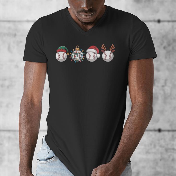 Christmas Baseball Player X-Mas Balls Men's V-Neck T-Shirt