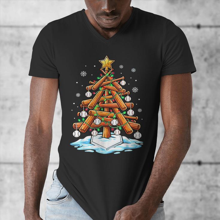 Christmas Baseball Tree Lights Xmas Men's V-Neck T-Shirt