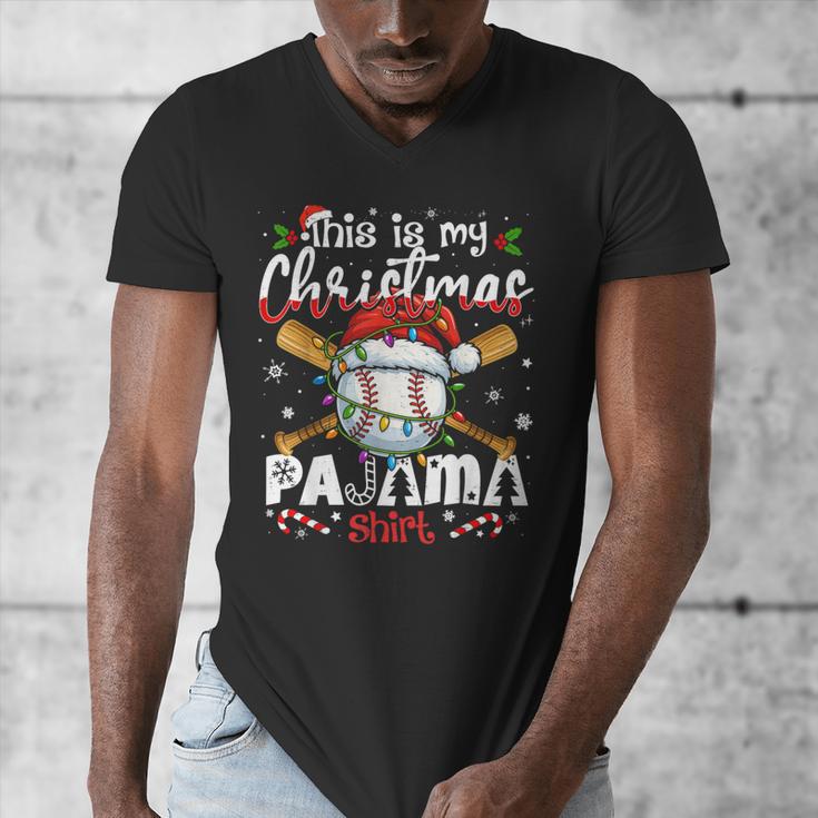 This Is My Christmas Pajama Shirt Baseball Xmas PJs Boys Men Men's V-Neck T-Shirt This Is My Christmas Pajama Shirt Baseball Xmas PJs Boys Men Men's V-Neck T-Shirt