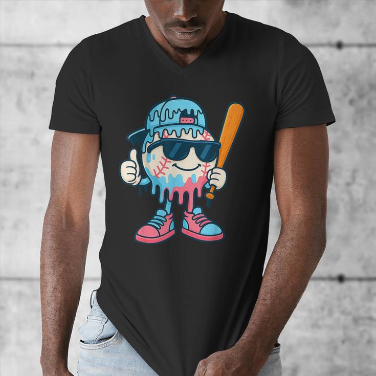 Cool Ice Cream Drip Baseball Drip For Boys Sports Kids Men's V-Neck T-Shirt Cool Ice Cream Drip Baseball Drip For Boys Sports Kids Men's V-Neck T-Shirt