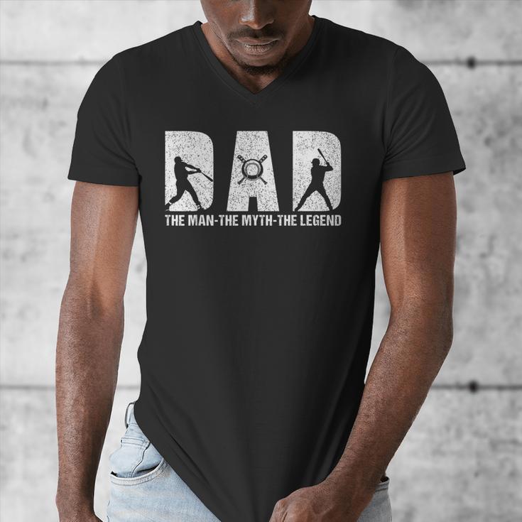 Dad Baseball The Man The Myth The Legend Daddy Father's Day Men's V-Neck T-Shirt Dad Baseball The Man The Myth The Legend Daddy Father's Day Men's V-Neck T-Shirt