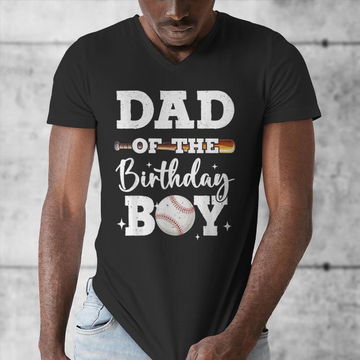 Dad Of The Birthday Boy Baseball Bday Family Men's V-Neck T-Shirt Dad Of The Birthday Boy Baseball Bday Family Men's V-Neck T-Shirt