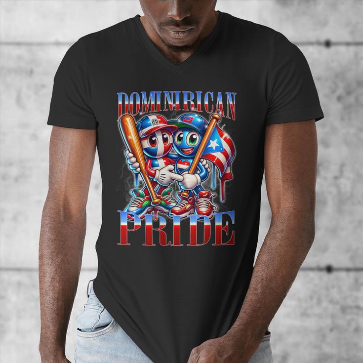 Dominican Puerto Rican Pride Baseball Flag Unity Men's V-Neck T-Shirt