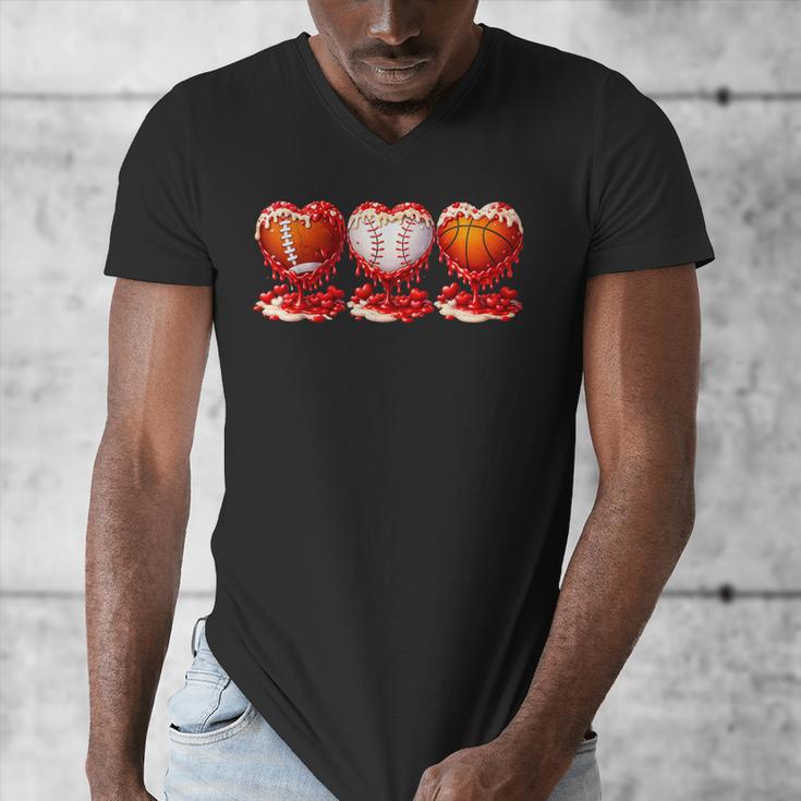 Drip Valentines Day Basketball Baseball Football Boy Men Kid Men's V-Neck T-Shirt