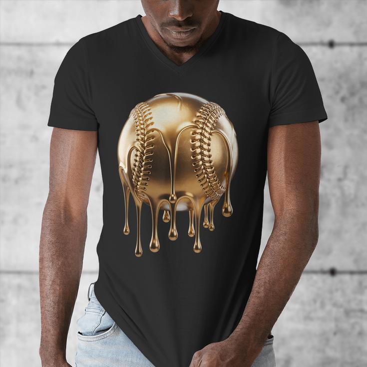 Dripping Gold Drip Baseball Game Day Player Coach Baller Men's V-Neck T-Shirt