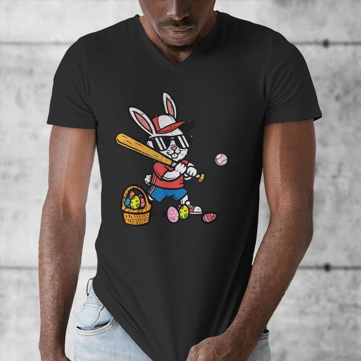 Easter Bunny Baseball Player Batter Rabbit Boys Kids Men Men's V-Neck T-Shirt Easter Bunny Baseball Player Batter Rabbit Boys Kids Men Men's V-Neck T-Shirt