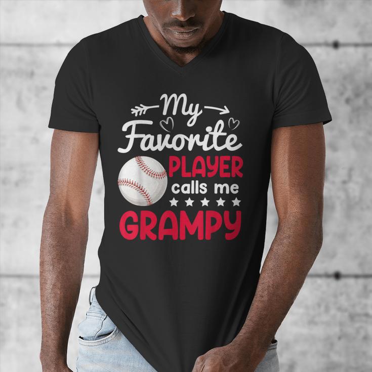 My Favorite Player Calls Me Grampy Baseball Grampy Men's V-Neck T-Shirt
