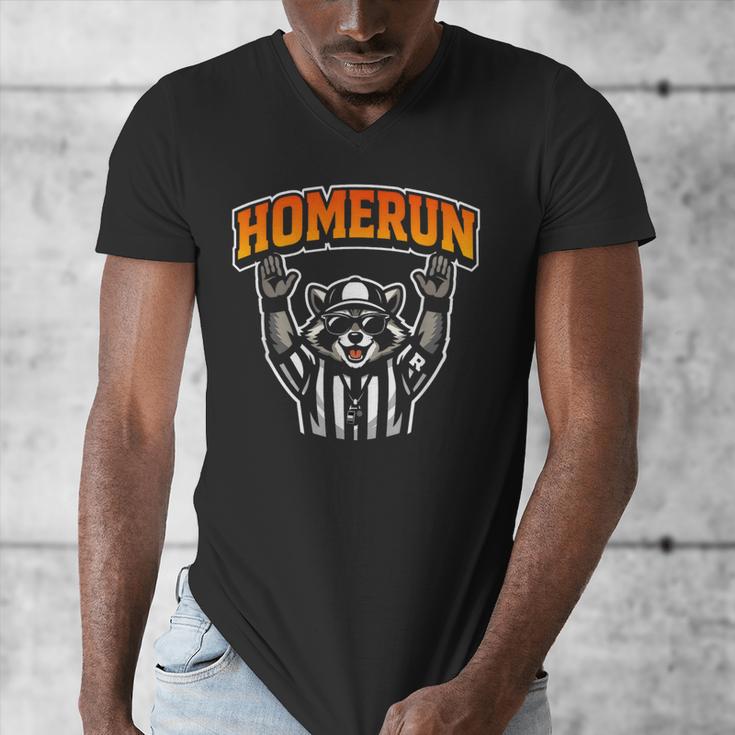 Football Referee Touchdown Baseball Homerun Raccoon Men's V-Neck T-Shirt