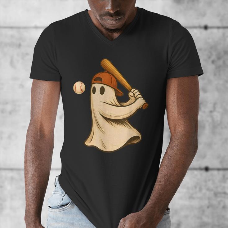 Ghost Baseball Halloween Costume Men Boys Kids Men's V-Neck T-Shirt