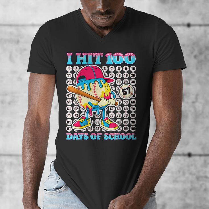 I Hit 100 Days Of School 67 Drip Baseball Boys Kids Men's V-Neck T-Shirt I Hit 100 Days Of School 67 Drip Baseball Boys Kids Men's V-Neck T-Shirt