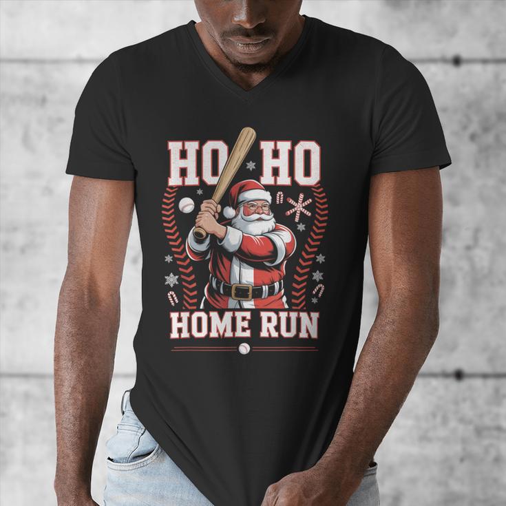 Ho Ho Home Run Baseball Christmas Holiday Sports Santa Men's V-Neck T-Shirt Ho Ho Home Run Baseball Christmas Holiday Sports Santa Men's V-Neck T-Shirt