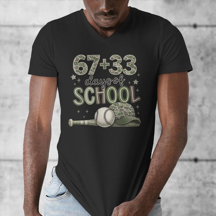 HUGvyn 6733 Days Of School Baseball 100 Days Camo Cap Boys Men's V-Neck T-Shirt