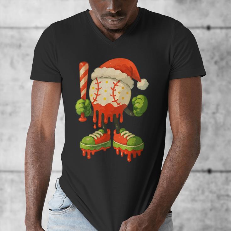 Ice Cream Drip Baseball Christmas Baseball Drip Candy Cane Men's V-Neck T-Shirt Ice Cream Drip Baseball Christmas Baseball Drip Candy Cane Men's V-Neck T-Shirt