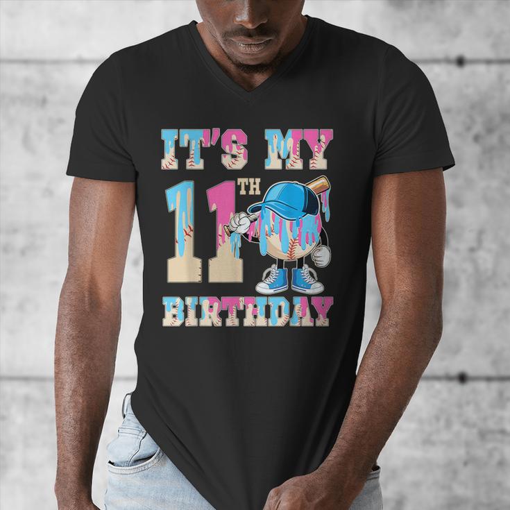 It's My 11th Birthday Baseball Ice Cream Drip Theme Men's V-Neck T-Shirt It's My 11th Birthday Baseball Ice Cream Drip Theme Men's V-Neck T-Shirt