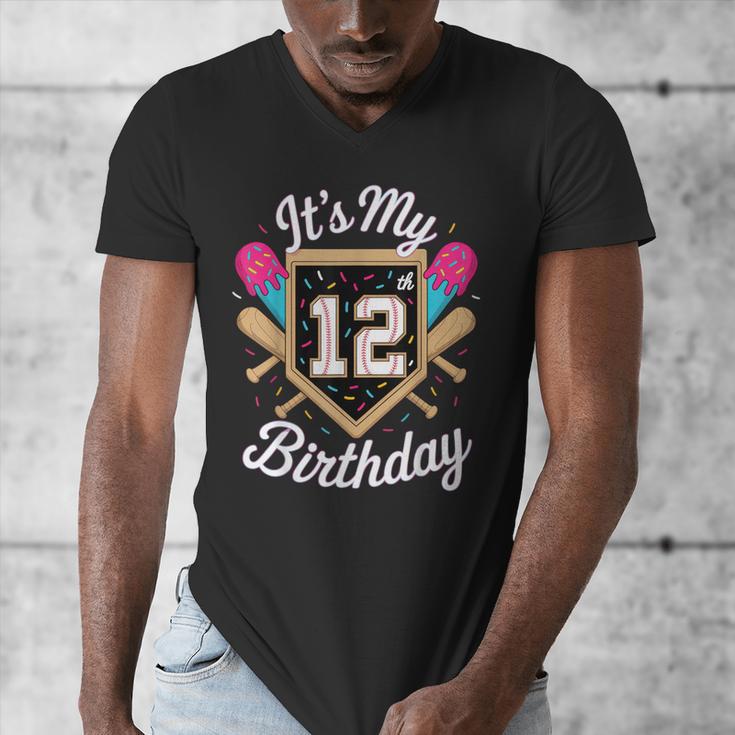 It's My 12th Birthday Baseball Fan Celebration Men's V-Neck T-Shirt It's My 12th Birthday Baseball Fan Celebration Men's V-Neck T-Shirt
