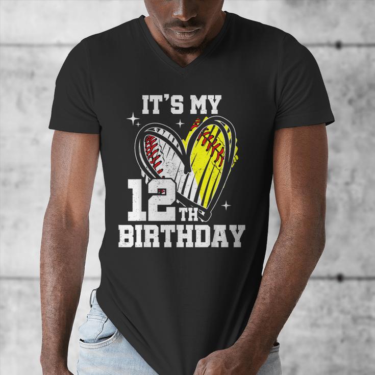 It's My 12th Birthday Baseball Softball Heart 12 Year Old Men's V-Neck T-Shirt It's My 12th Birthday Baseball Softball Heart 12 Year Old Men's V-Neck T-Shirt