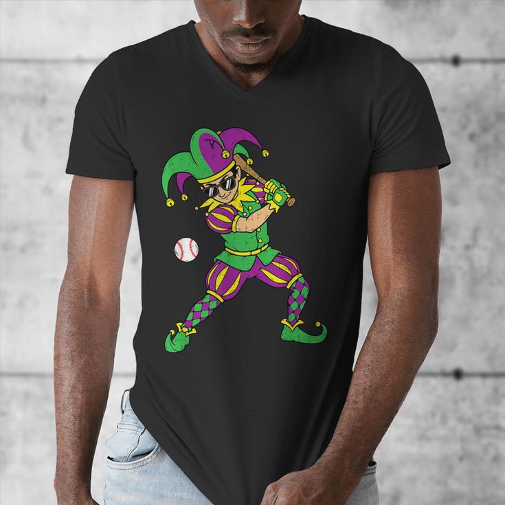 Jester Baseball Mardi Gras Carnival Sport Men Boy Teen Kids Men's V-Neck T-Shirt Jester Baseball Mardi Gras Carnival Sport Men Boy Teen Kids Men's V-Neck T-Shirt