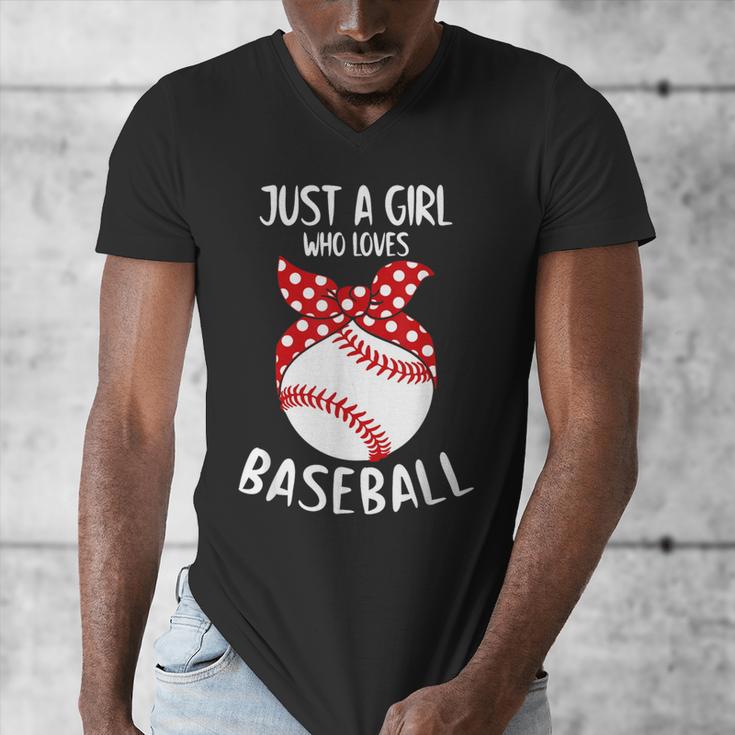 Just A Girl Who Loves Baseball Cute Retro Baseball Lover Men's V-Neck T-Shirt Just A Girl Who Loves Baseball Cute Retro Baseball Lover Men's V-Neck T-Shirt