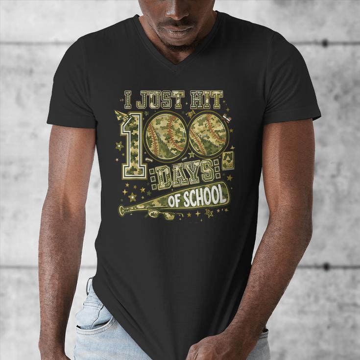 I Just Hit 100 Days Of School Camouflage Baseball Men's V-Neck T-Shirt I Just Hit 100 Days Of School Camouflage Baseball Men's V-Neck T-Shirt