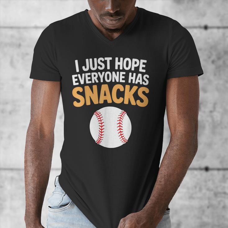 I Just Hope Everyone Has Snacks Baseball Game Day Fan Men's V-Neck T-Shirt I Just Hope Everyone Has Snacks Baseball Game Day Fan Men's V-Neck T-Shirt