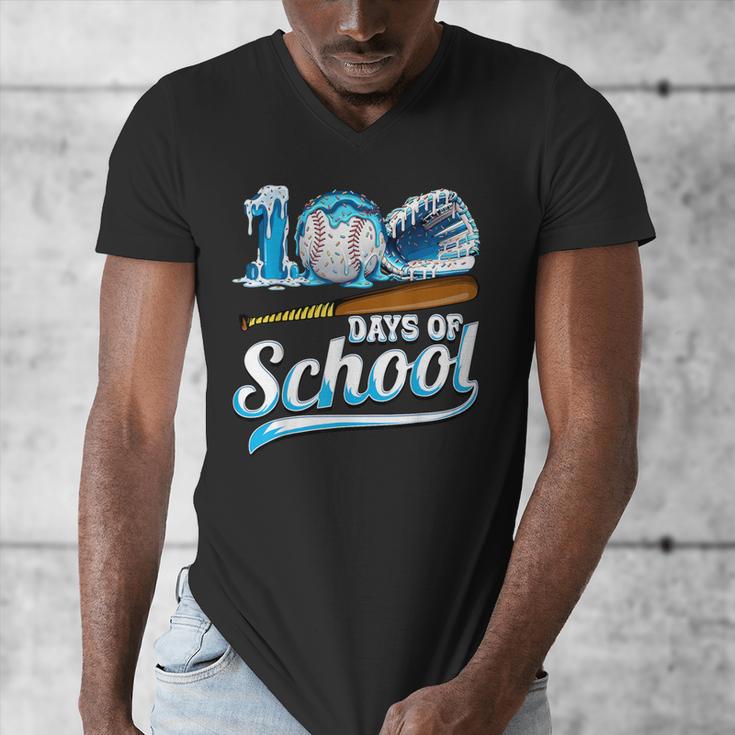 Kid 100 Days Of School Drip Baseball Ice Cream 100th Day Boy Men's V-Neck T-Shirt
