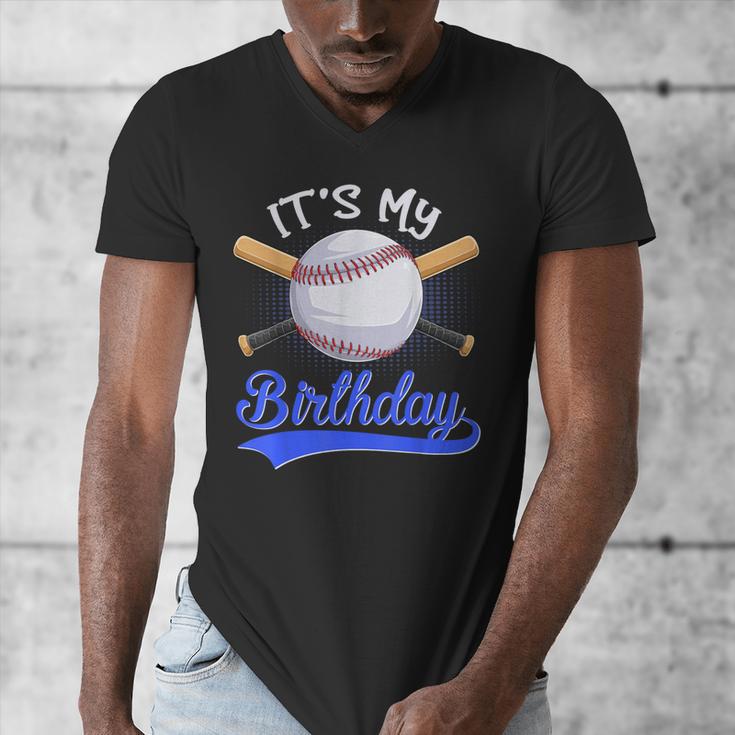 Kids 8th Baseball Birthday Party Boys Sport Fan 8 Years Old Men's V-Neck T-Shirt