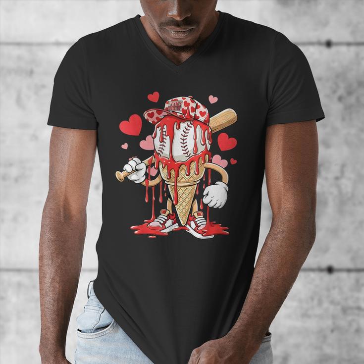 Kids Baseball Drip Ice Cream Apparel Kids Boys Valentine Men's V-Neck T-Shirt
