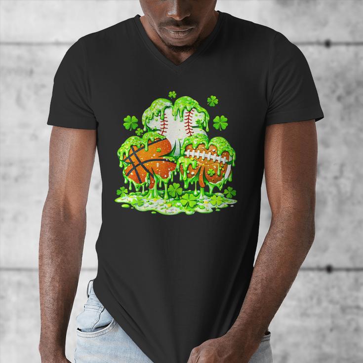 Kids St Patricks Day Shamrock Basketball Baseball Football Men's V-Neck T-Shirt