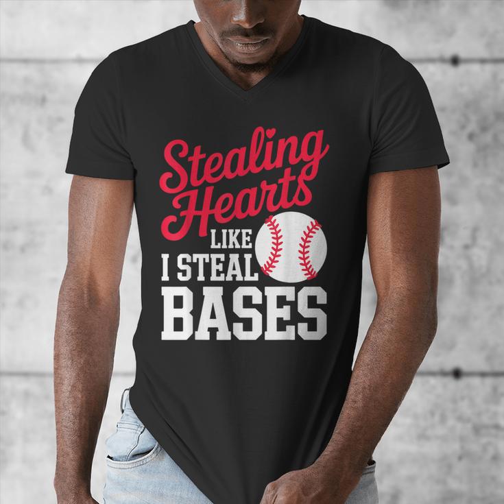 Kids Stealing Hearts Cute Baseball Boys Men's V-Neck T-Shirt Kids Stealing Hearts Cute Baseball Boys Men's V-Neck T-Shirt