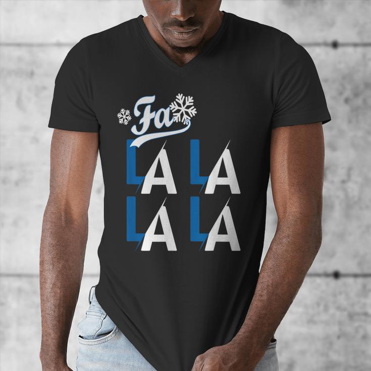 LA Baseball Fan Christmas FA La La Holiday Blue Theme Men's V-Neck T-Shirt LA Baseball Fan Christmas FA La La Holiday Blue Theme Men's V-Neck T-Shirt