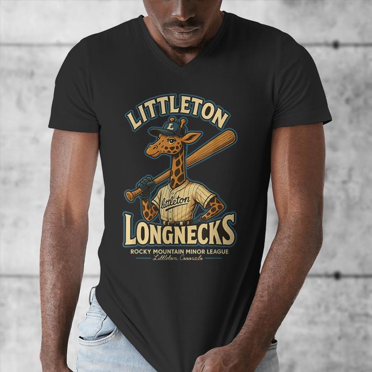 Littleton Longnecks Retro Minor League Baseball Men's V-Neck T-Shirt