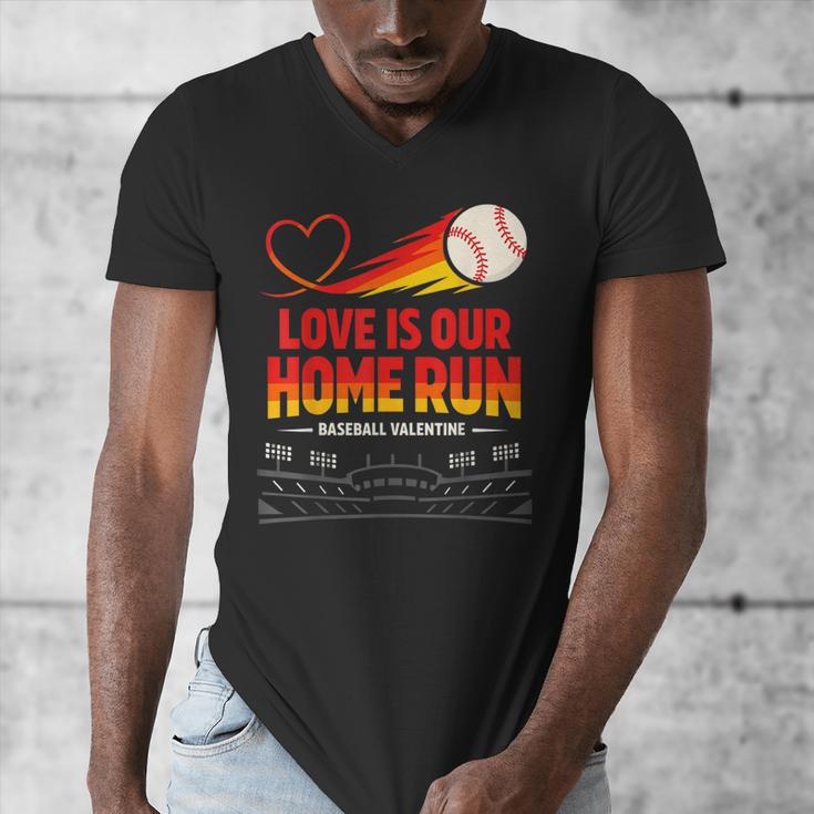 Love Is Our Home Run Baseball Valentine Couple Men's V-Neck T-Shirt Love Is Our Home Run Baseball Valentine Couple Men's V-Neck T-Shirt